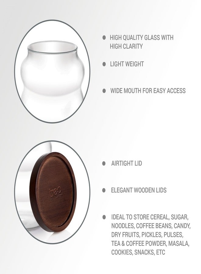 تريو مرطبان تخزين Treo by Milton Belly بغطاء خشبي، 500 مل، شفاف | مرطبان تخزين | آمن للاستخدام في الثلاجة | محكم الإغلاق | آمن للاستخدام في غسالة الصحون والميكروويف | خفيف الوزن - Image 3